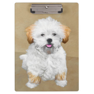 Lhasa Apso Puppy Painting - Niedliche Original Dog Klemmbrett