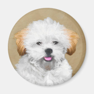 Lhasa Apso Puppy Painting - Niedliche Original Dog Magnet