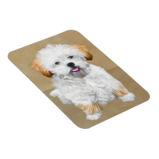 Lhasa Apso Puppy Painting - Niedliche Original Dog Magnet (Rechte Seite)