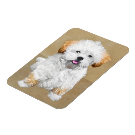 Lhasa Apso Puppy Painting - Niedliche Original Dog Magnet (Linke Seite)