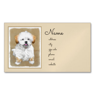 Lhasa Apso Puppy Painting - Niedliche Original Dog Magnetische Visitenkarte