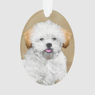 Lhasa Apso Puppy Painting - Niedliche Original Dog Ornament