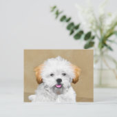 Lhasa Apso Puppy Painting - Niedliche Original Dog Postkarte (Stehend Vorderseite)