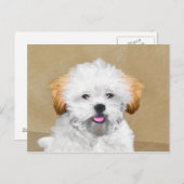 Lhasa Apso Puppy Painting - Niedliche Original Dog Postkarte (Vorne/Hinten)