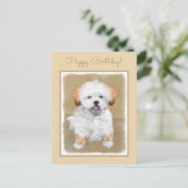 Lhasa Apso Puppy Painting - Niedliche Original Dog Postkarte (Stehend Vorderseite)