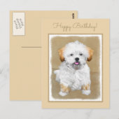 Lhasa Apso Puppy Painting - Niedliche Original Dog Postkarte (Vorne/Hinten)