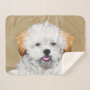 Lhasa Apso Puppy Painting - Niedliche Original Dog Sherpadecke