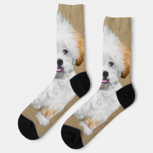 Lhasa Apso Puppy Painting - Niedliche Original Dog Socken