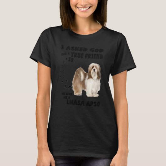 Lhasa Apso Quote Mama Vater Lover Print Bark Lion T-Shirt (Vorderseite)