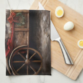 Lhasa Apso Snowy Sleigh Weihnachtsdekor Geschirrtuch (Viertel Falte)