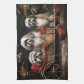 Lhasa Apso Snowy Sleigh Weihnachtsdekor Geschirrtuch (Vertikal)