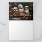 Lhasa Apso Snowy Sleigh Weihnachtsdekor Karte (Innenseite)