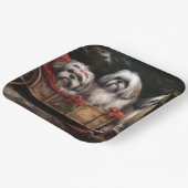 Lhasa Apso Snowy Sleigh Weihnachtsdekor Pappteller (Gewinkelt)