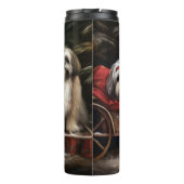 Lhasa Apso Snowy Sleigh Weihnachtsdekor Thermosbecher (Rückseite)
