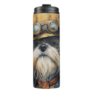 Lhasa Apso Steampunk-Hund Thermosbecher