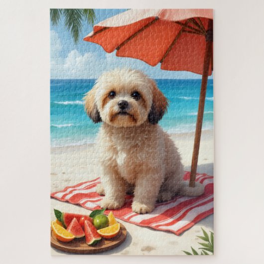 Lhasa Apso Strandentspannungsszene Puzzle (Vertikal)