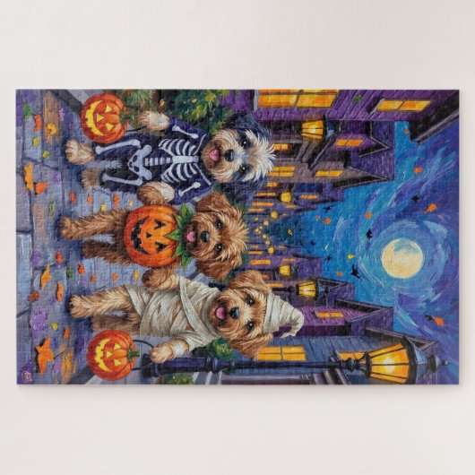 Lhasa Apso Trick-or-Treating in Halloween-Kostümen Puzzle (Horizontal)