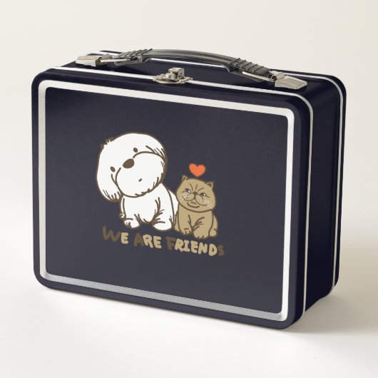 Lhasa Apso und Kitty Metall Brotdose (Vorderseite)