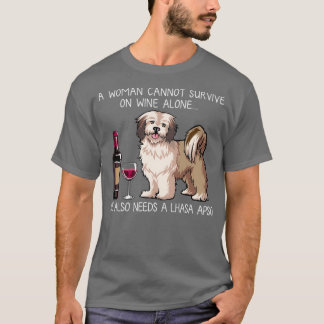 Lhasa Apso und Wein Funny dog T-Shirt