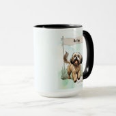 Lhasa Apso Wasserfarbe Personalisierter Hund Tasse (VorderseiteRechts)