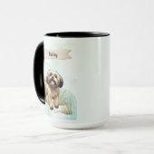Lhasa Apso Wasserfarbe Personalisierter Hund Tasse (Vorderseite Links)