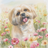 Lhasa Apso Wasserfarben-Aufkleber Aufkleber (Vorderseite)
