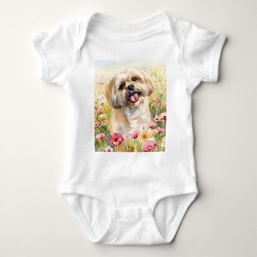 Lhasa Apso Watercolor Baby Bodysuit Baby Strampler (Vorderseite)