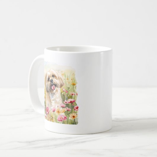 Lhasa Apso Watercolor Mug Kaffeetasse (Vorderseite Links)