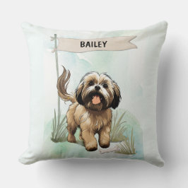 Lhasa Apso Watercolor Personalized Dog Kissen