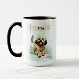Lhasa Apso Watercolor Personalized Dog Tasse