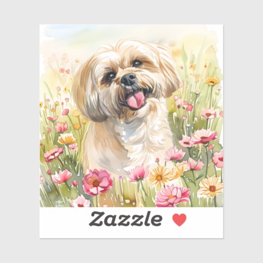 Lhasa Apso Watercolor Sticker  (Blatt)