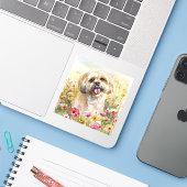Lhasa Apso Watercolor Sticker  (Laptop mit iPhone)