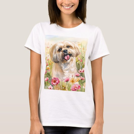 Lhasa Apso Watercolor Women's T-Shirt (Vorderseite)
