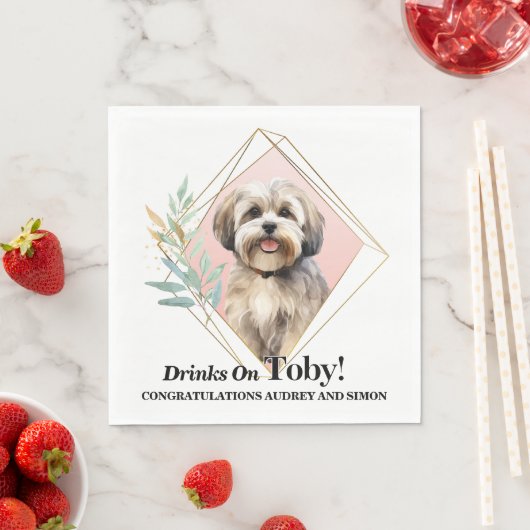 Lhasa Apso Weddine Napkins mit Foto von Hunden Serviette (Beispiel)