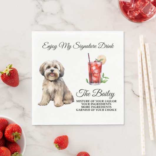 Lhasa Apso Wedding Signature Drink Napkins Serviette (Beispiel)