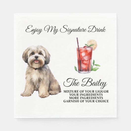 Lhasa Apso Wedding Signature Drink Napkins Serviette (Vorderseite)