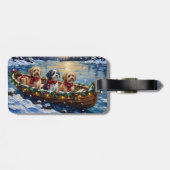 Lhasa Apso Weihnachtsboot Urlaub Gepäckanhänger (Rückseite horizontal)