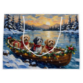 Lhasa Apso Weihnachtsboot Urlaub Große Geschenktüte (Vorderseite)