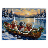 Lhasa Apso Weihnachtsboot Urlaub Große Geschenktüte (Rückseite)