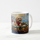Lhasa Apso Weihnachtsboot Urlaub Kaffeetasse (VorderseiteRechts)