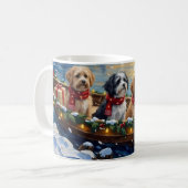 Lhasa Apso Weihnachtsboot Urlaub Kaffeetasse (Vorderseite Links)