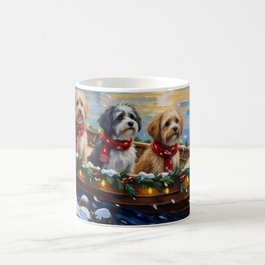 Lhasa Apso Weihnachtsboot Urlaub Kaffeetasse (Mittel)