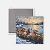 Lhasa Apso Weihnachtsboot Urlaub Magnet (Vorderseite/Rückseite)