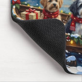 Lhasa Apso Weihnachtsboot Urlaub Mousepad (Ecke)