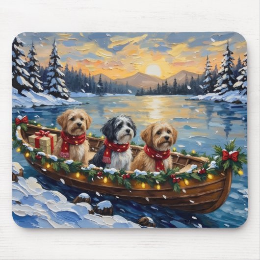 Lhasa Apso Weihnachtsboot Urlaub Mousepad (Vorne)