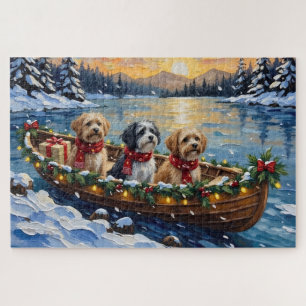 Lhasa Apso Weihnachtsboot Urlaub Puzzle