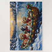 Lhasa Apso Weihnachtsboot Urlaub Puzzle (Vertikal)