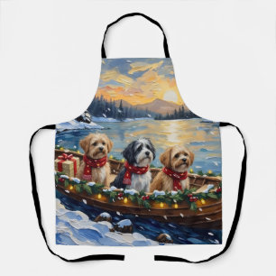 Lhasa Apso Weihnachtsboot Urlaub Schürze