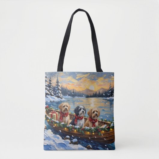Lhasa Apso Weihnachtsboot Urlaub Tasche (Vorderseite)