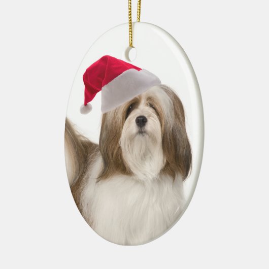 Lhasa Apso Weihnachtsdekoration Keramik Ornament (Links)